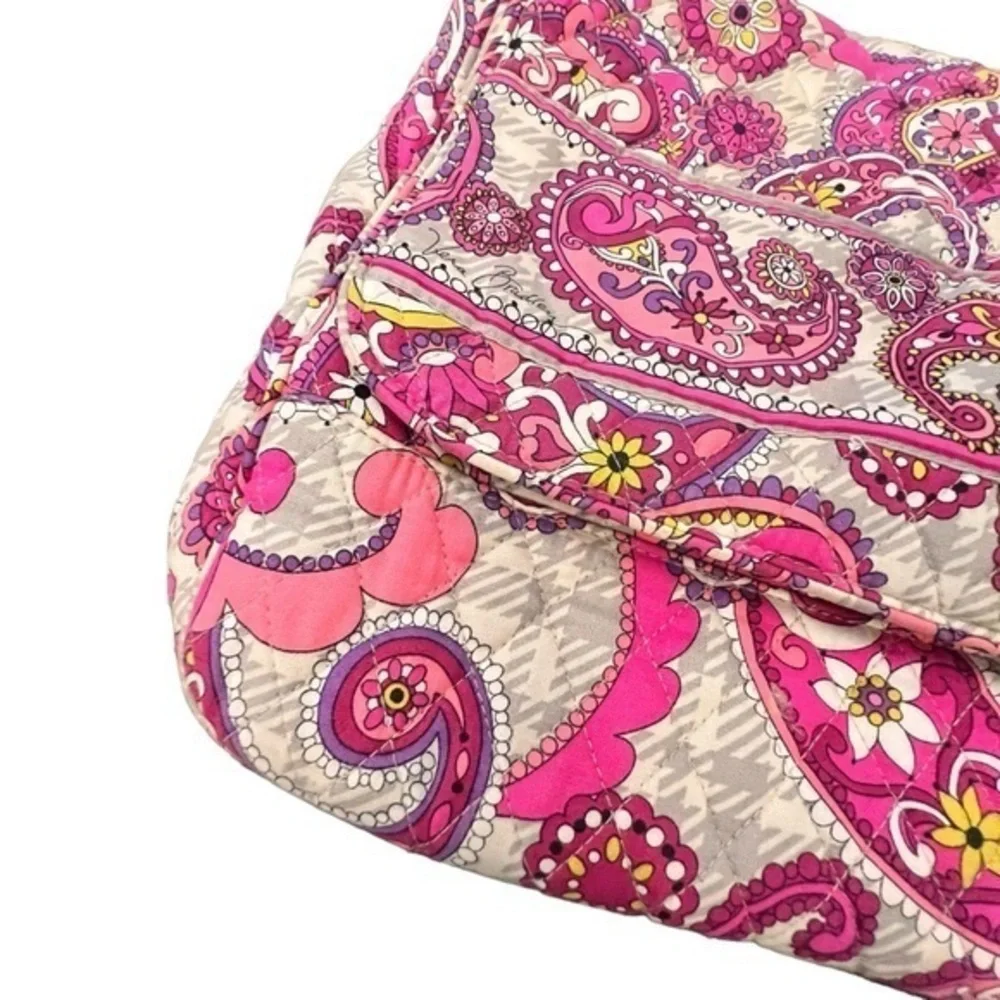 Vera Bradley Messenger Cross‎ Body Bag Pink Paisley Meets Plaid Retired Laptop